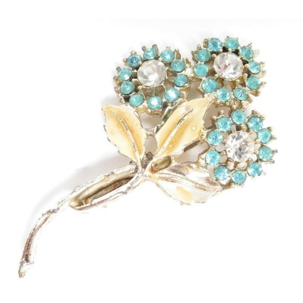 VINTAGE LARGE ART DECO ENAMEL TURQUOISE BROOCH
